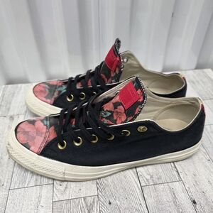 Converse Black and Red Floral Sneakers